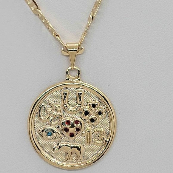 Jewelry - Last One Brand New Brazilian 18k Gold Filled Multi Lucky Charms Necklace